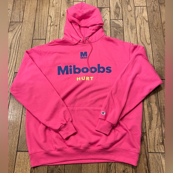 Miboobs Hurt Pink Hooded Sweatshirt Size XL – Gently Used - Picture 1 of 3
